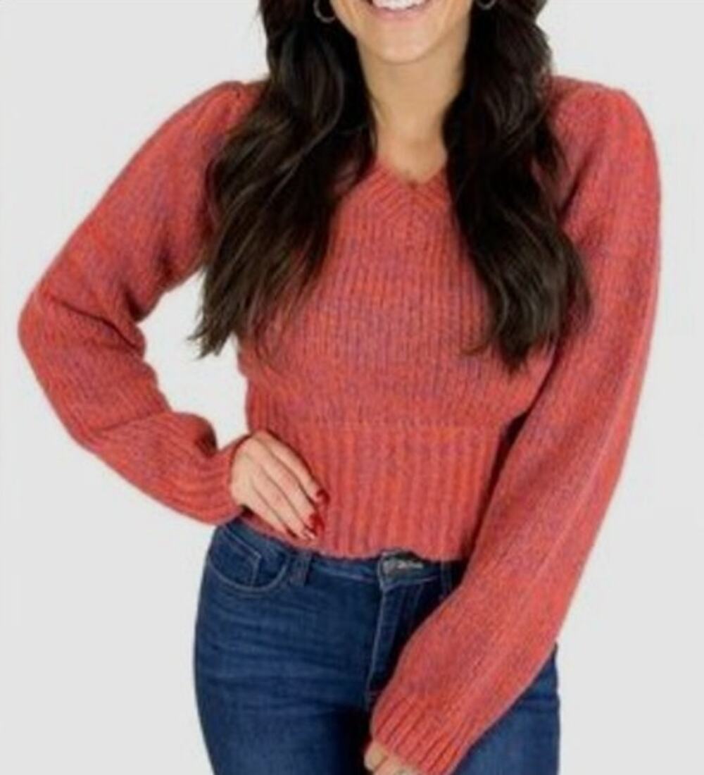 Lili Sidonio Orange Marled Knit Sweater Womens XS